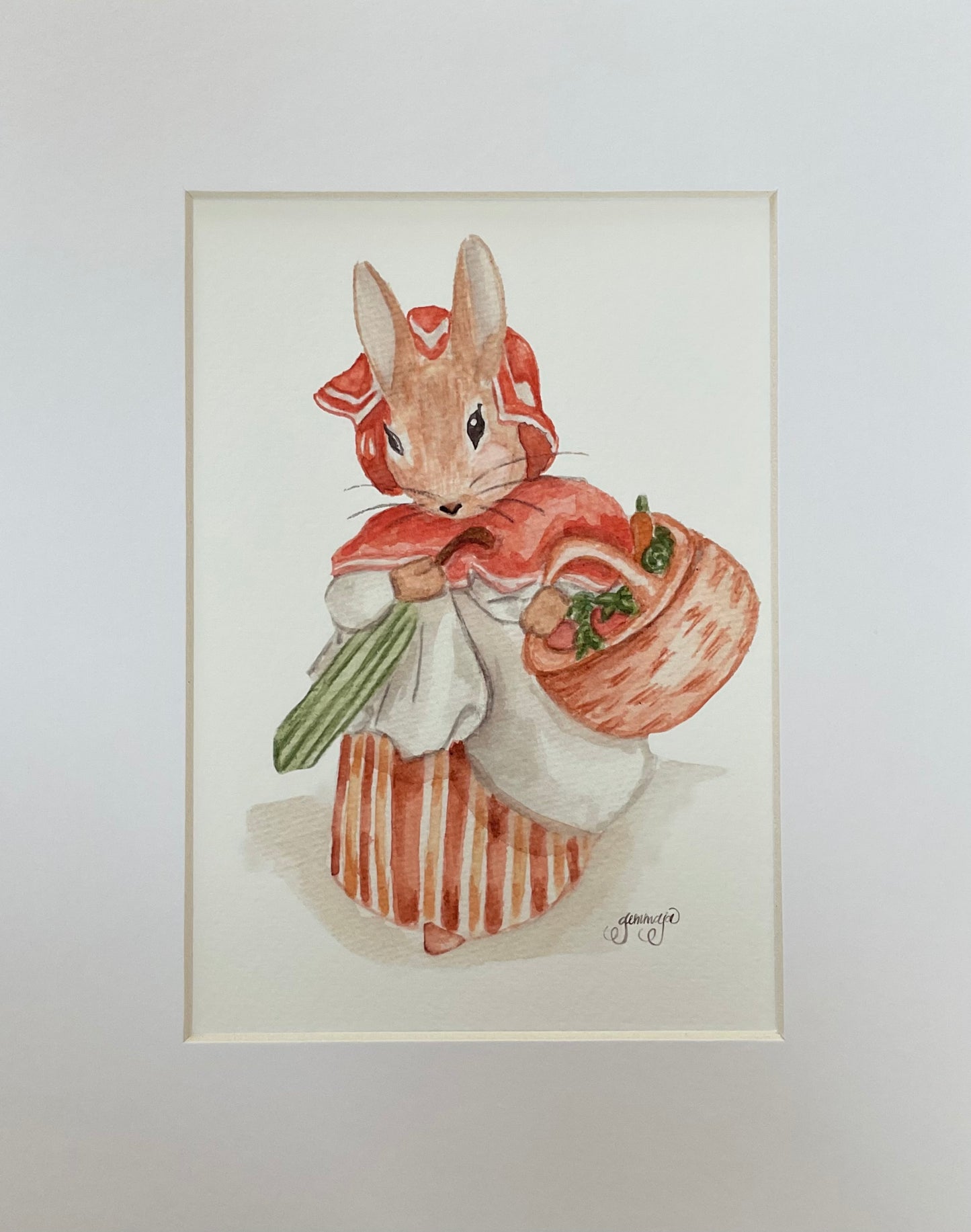 Acuarela Coneja con canasta