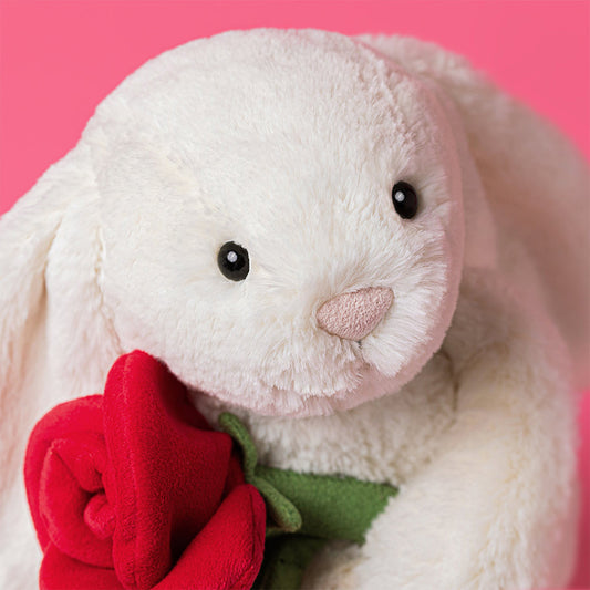 Peluche Jellycat Cream Bunny With Rose
