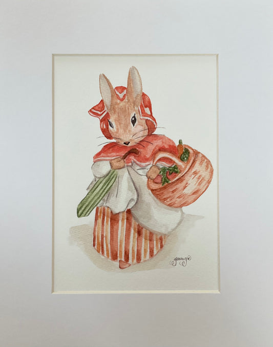 Acuarela Coneja con canasta