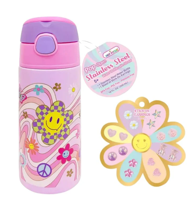 Botella Pop Open Stainless Steel Groovy Flower