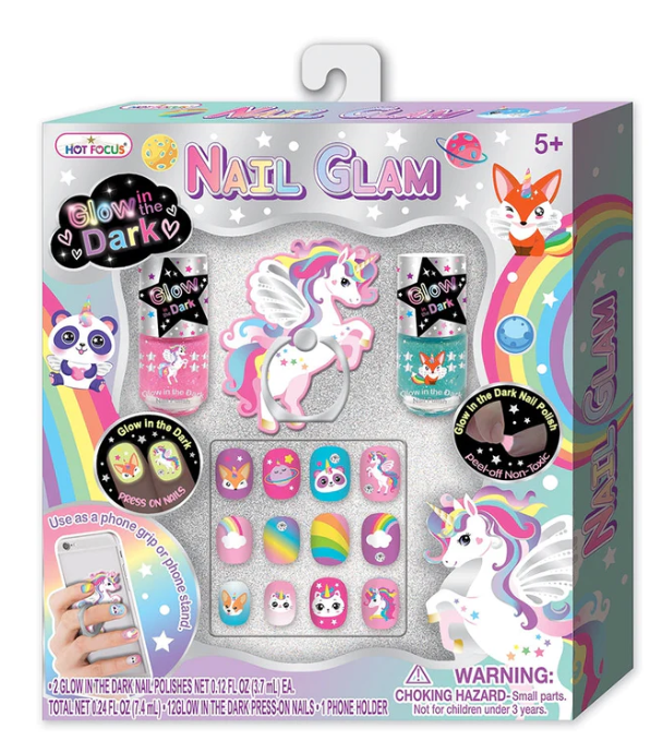 Uñas Nail Glam Unicorn Glow in the Dark