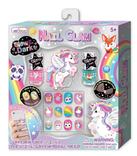 Uñas Nail Glam Unicorn Glow in the Dark