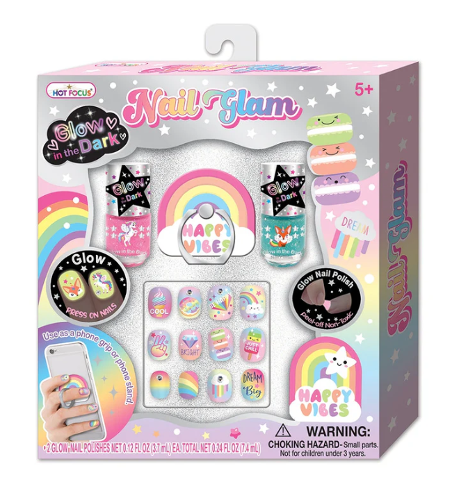 Uñas Nail Glam Rainbow Glow in the Dark